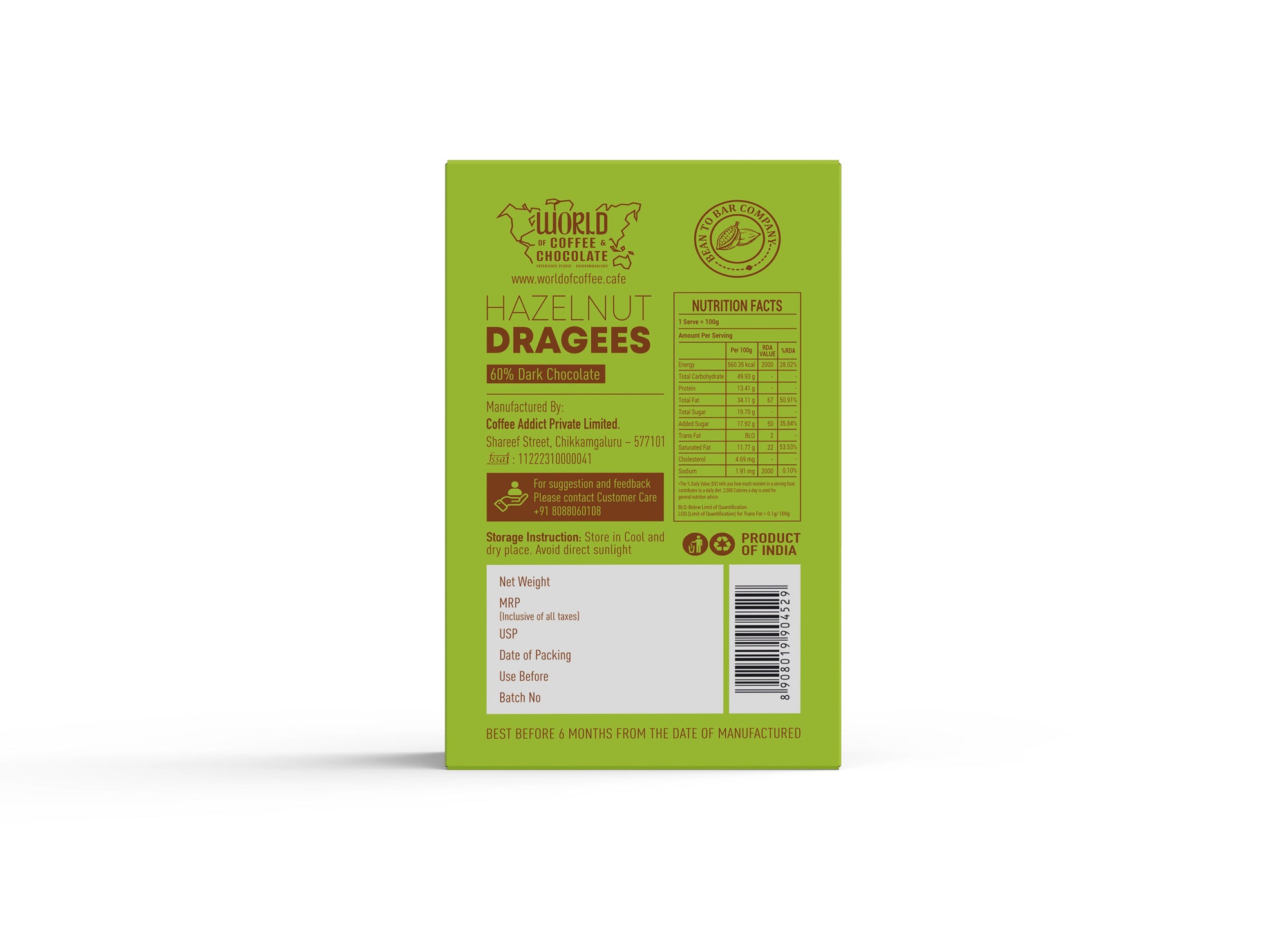 Hazelnut dragee chocolate box 90gm