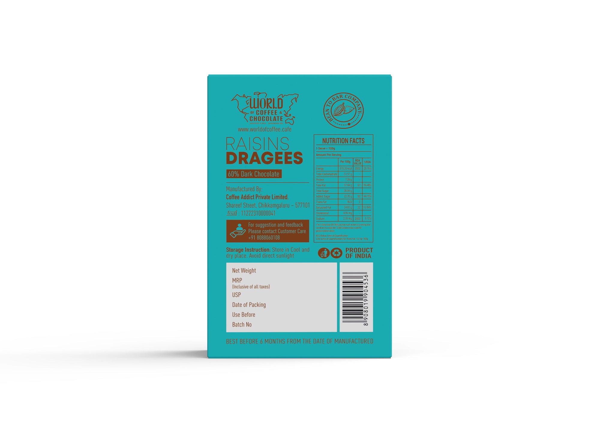 Raisins dragee chocolate box 90gm