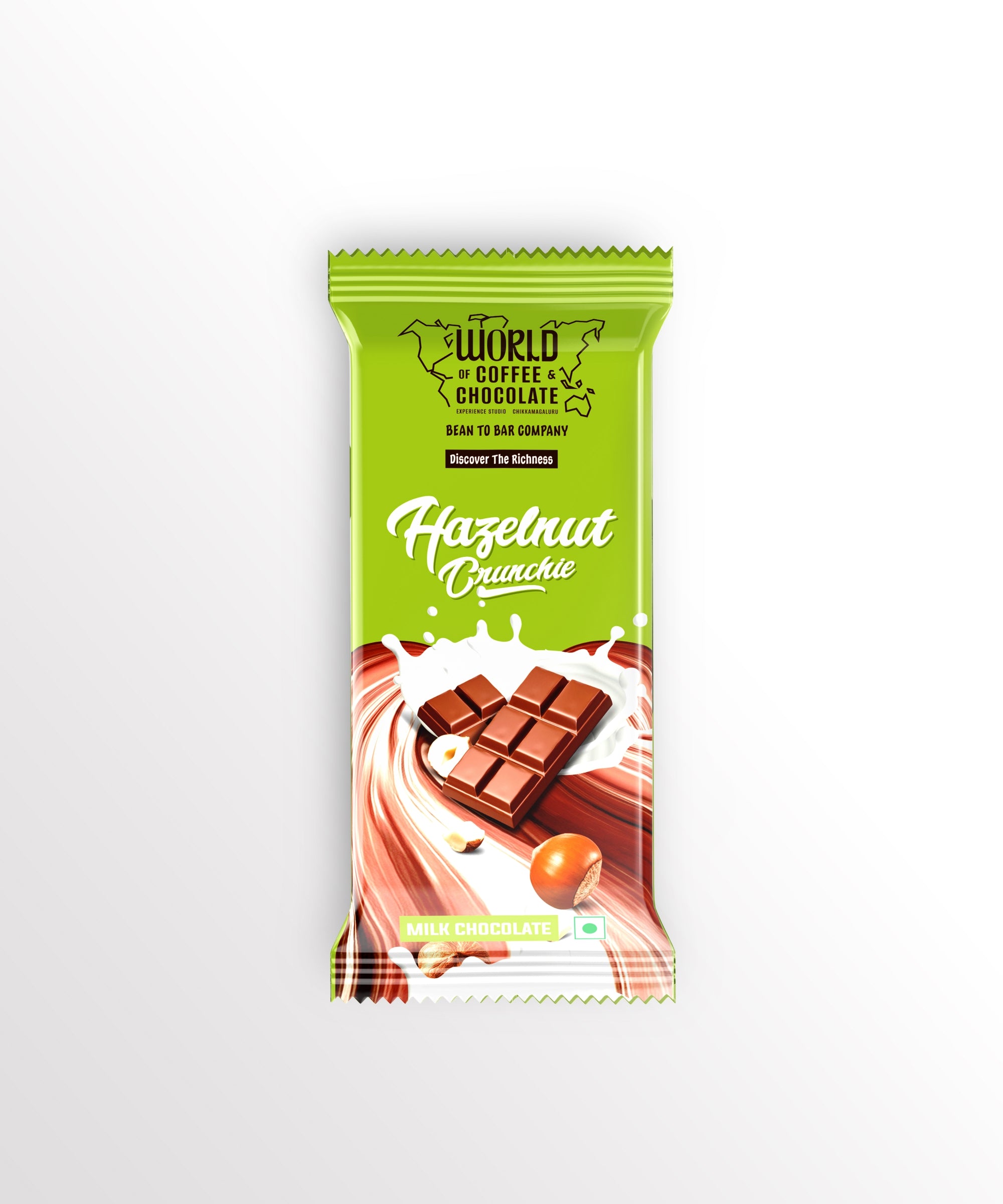 Hazelnut crunchie milk chocolate bar 80gm