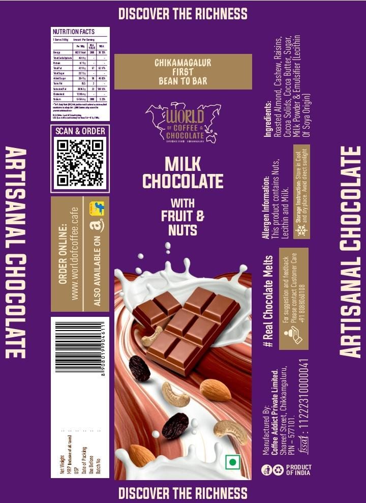 Milk fruits and nut chocolate bar (30gm × 3)